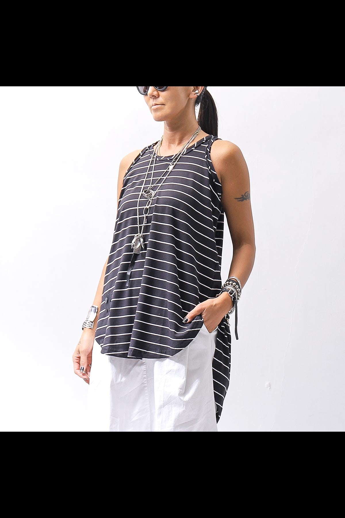 【PLÜ】 COTTON STRETCH TANK TOP PL12_STRIPE