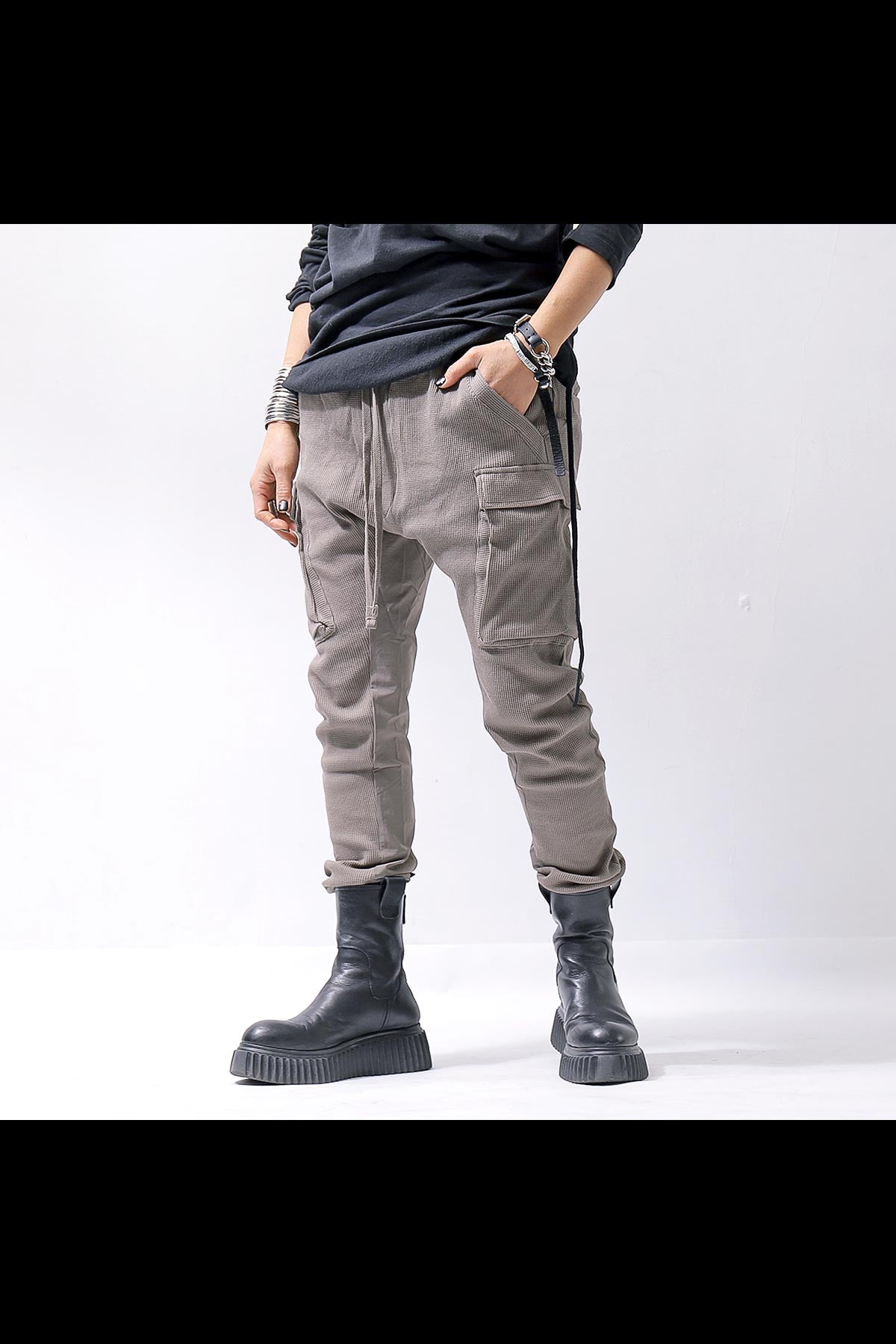 【thom/krom】 UNISEX COTTON WAFFLE RIB PANTS MST384_FOSSIL
