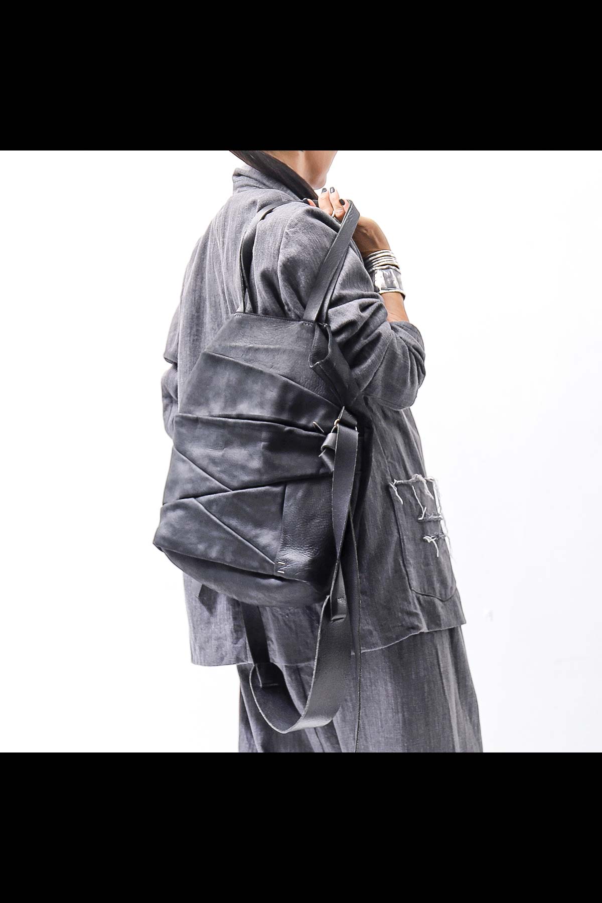 【DANIELE BASTA】 UNISEX 2WAY PATCHWORK SHOULDER BAG_BLACK