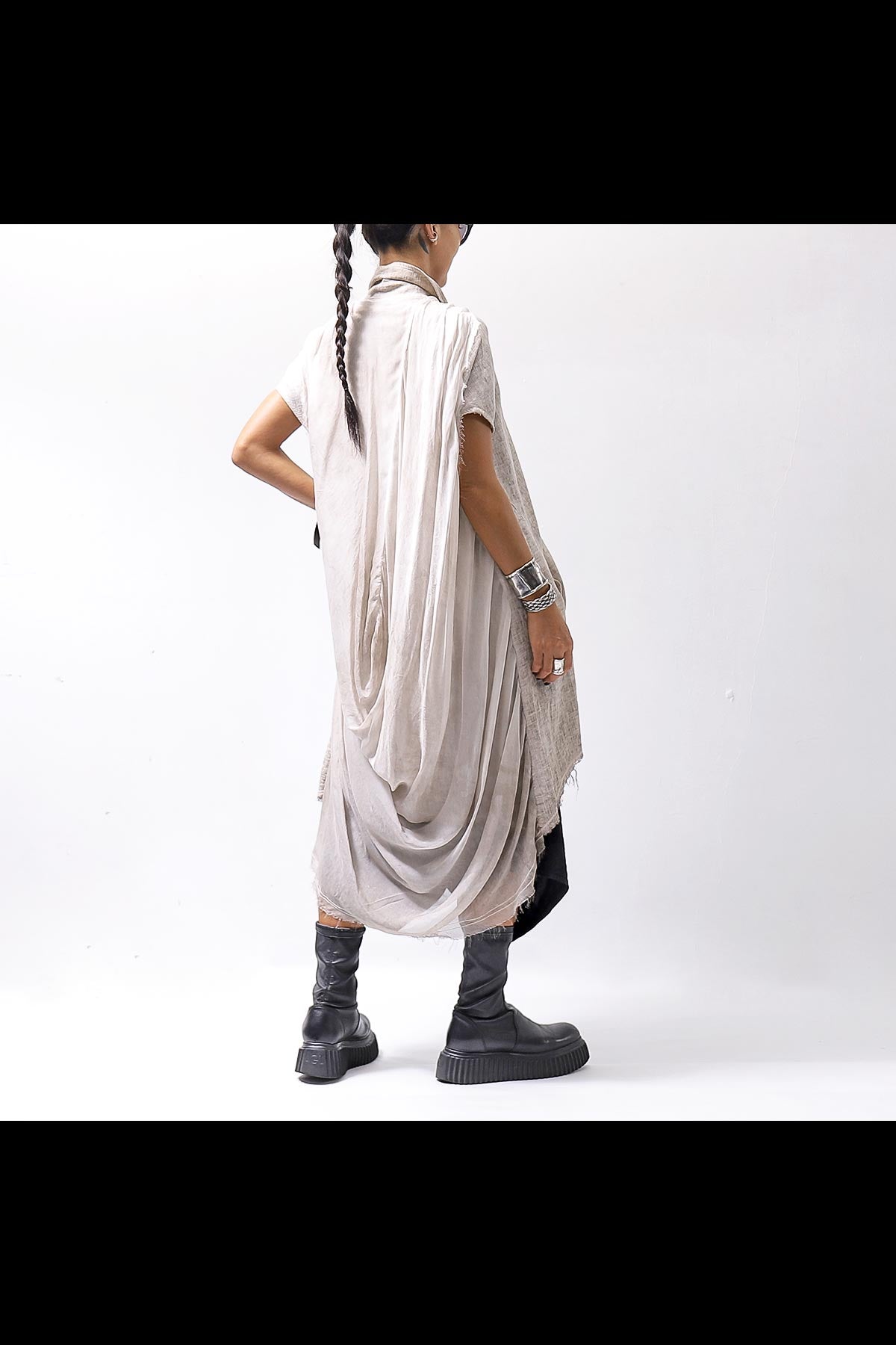【sanctamuerte】 BACK DRAPE LONG SHIRT 284/MM_DUSTY BEIGE