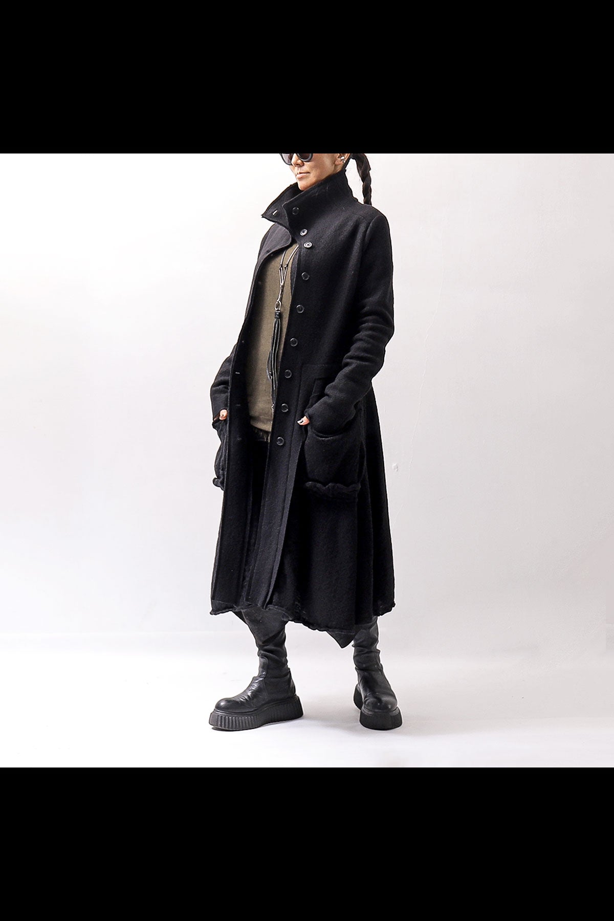 【RUNDHOLZ】 BOILED WOOL & SOFT WOOL KNIT CARDIGAN COAT 388 1203_BLACK