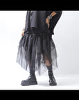 【PLÜ】 TULLE DENIM SKIRT PL10_BLACK