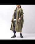 【bajra】 UNISEX TWILLED COTTON BACK DRAPE CARDIGAN COAT 160QB01LG_KHAKI BROWN