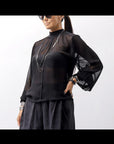 【thom/krom】 LONG SLEEVE SEE THROUGH SHIRT WH10_BLACK