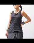 【studio b3】 FRONT BUTTON COTTON TANK TOP NB2059_BLACK