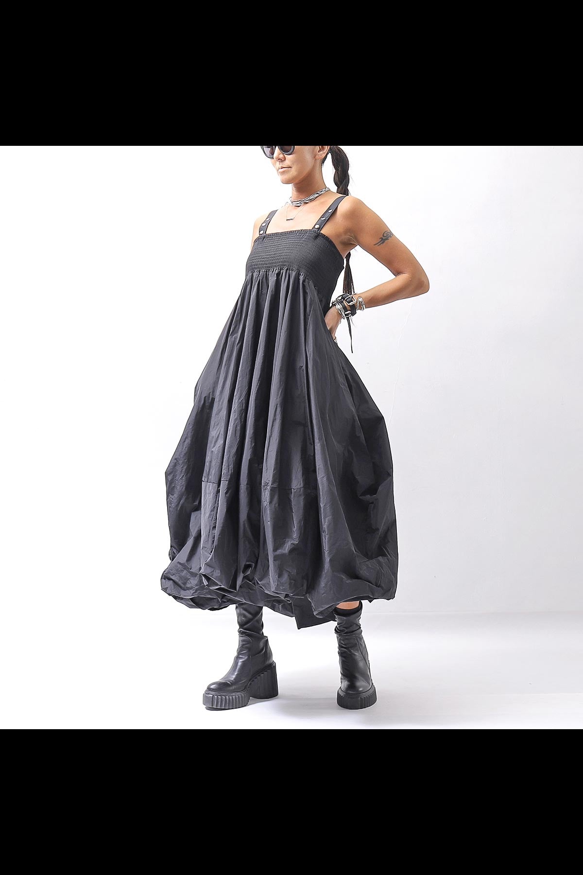 【PLÜ】 MULTIWAY SHAPE MEMORY SKIRT DRESS 4045_BLACK