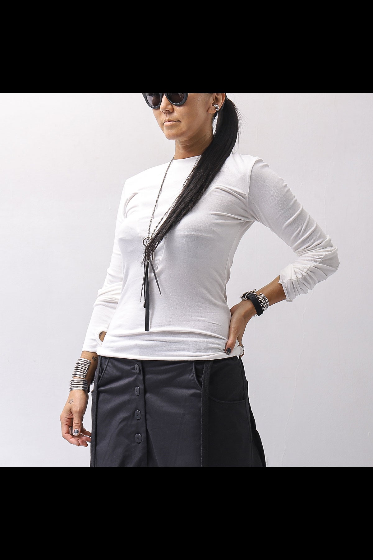 【thom/krom】 COTTON MODAL SLIM FIT RIB TOP WTS530_WHITE