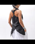 【Primordial is Primitive】 BACK CROSSED TANK TOP 413CC_BLACK