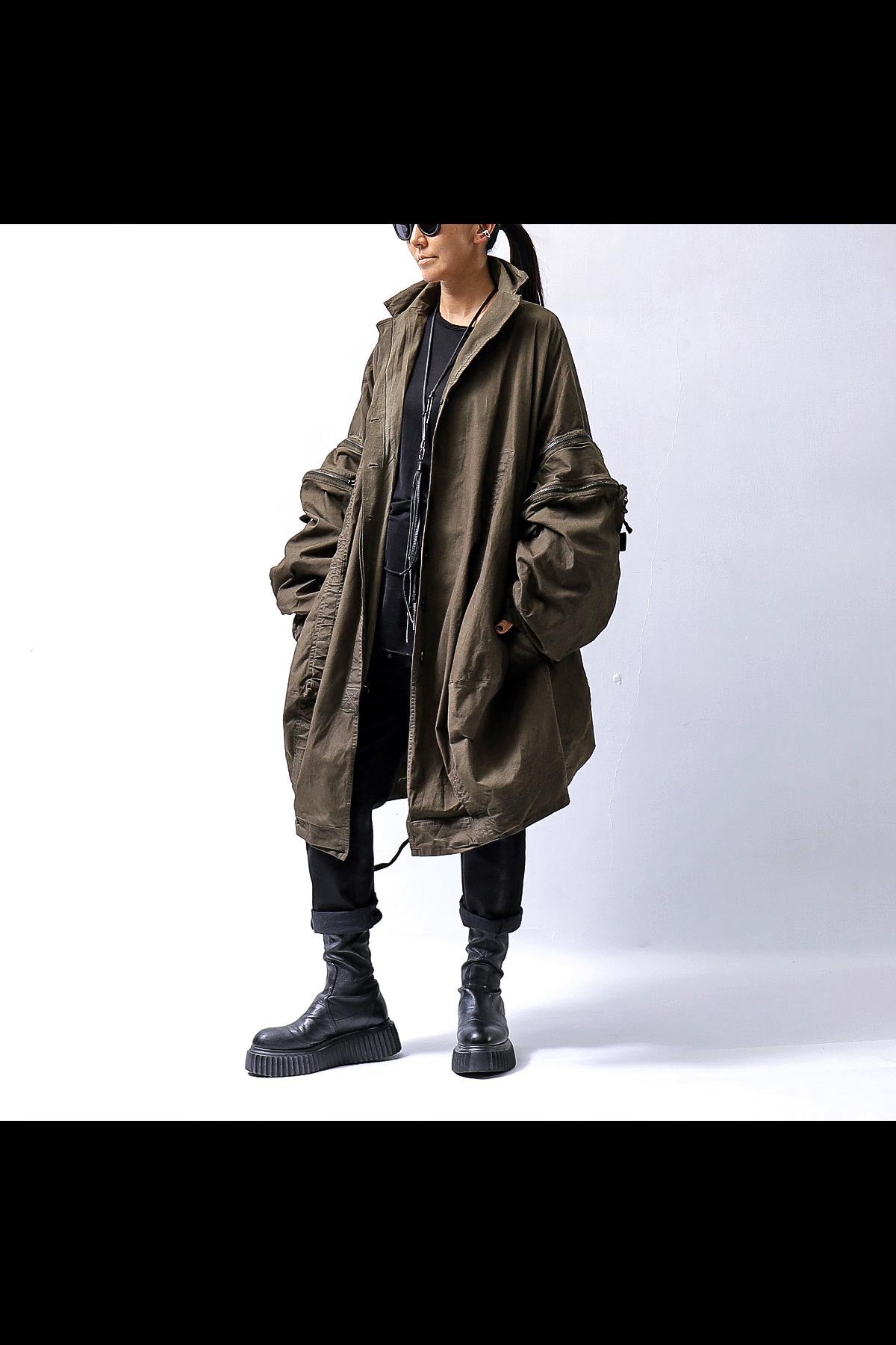 【RUNDHOLZ】 UNISEX DESIGN POCKET BLOUSON COAT 260 1208_KHAKI CLOUD
