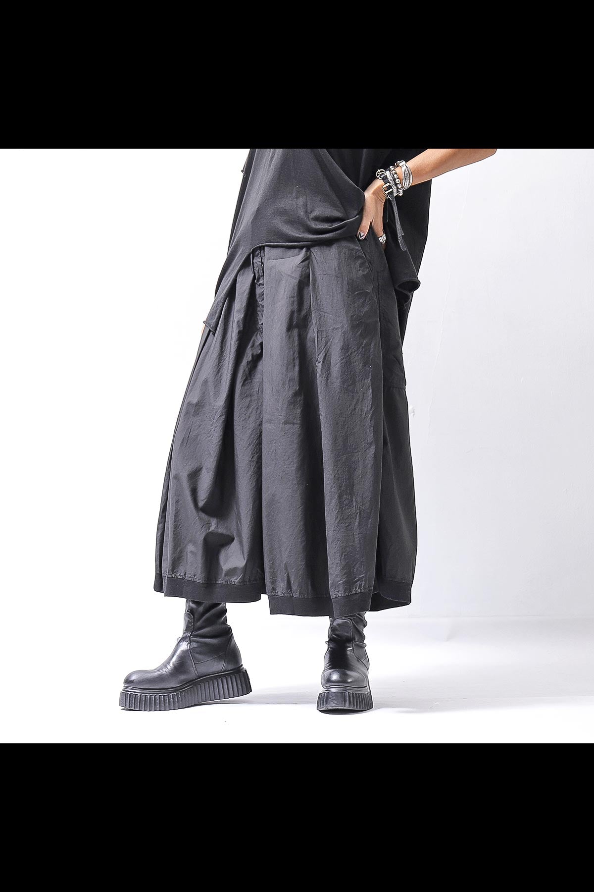 【RUNDHOLZ】 FRONT TUCK WIDE COTTON PANTS_BLACK