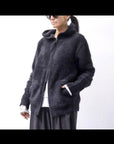 【Alès Dacchia】 UNISEX RACCOON KNIT ZIPPED HOODIE RA1050/70_BLACK