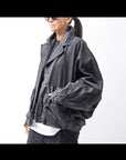【RUNDHOLZ】 DENIM GLOSS DOLMAN SLEEVE JACKET 103_BLACK GLOSS