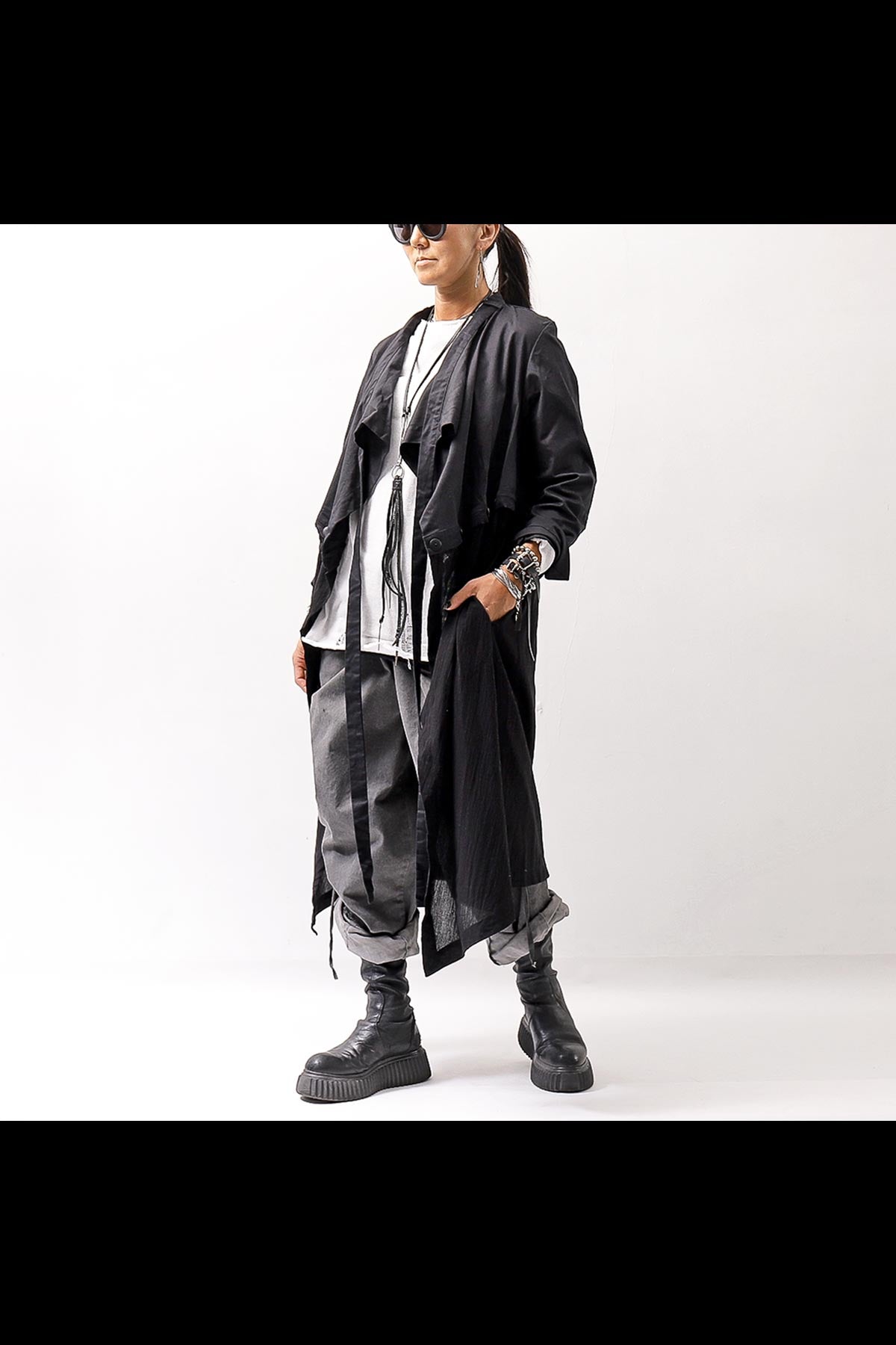 【studio b3】 2WAY LIGHT CARDIGAN COAT MPB1872_BLACK