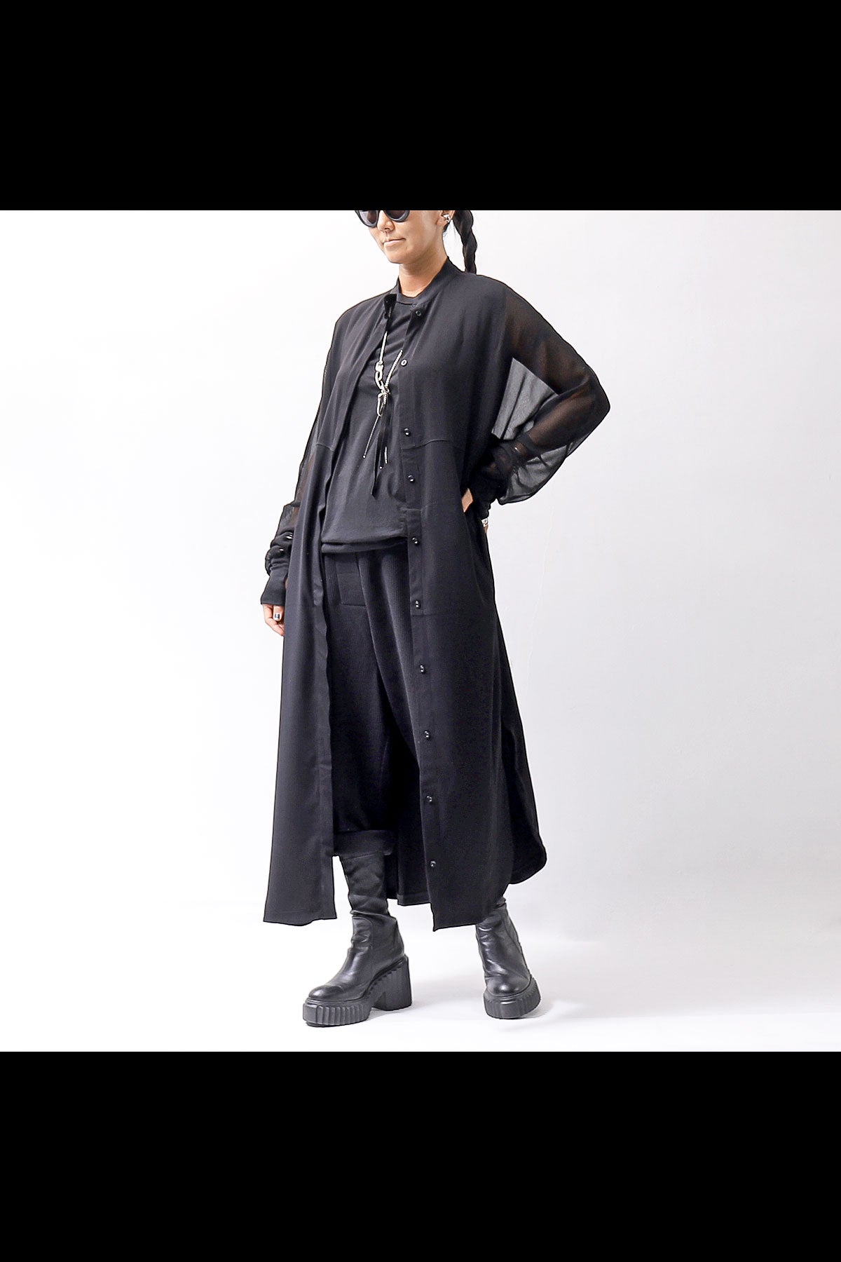 【thom/krom】 2WAY LONG CARDIGAN DRESS WD30_BLACK