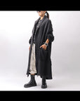 【RUNDHOLZ】 OVERSIZED GRUNGE SILK KNIT CARDIGAN COAT_BLACK