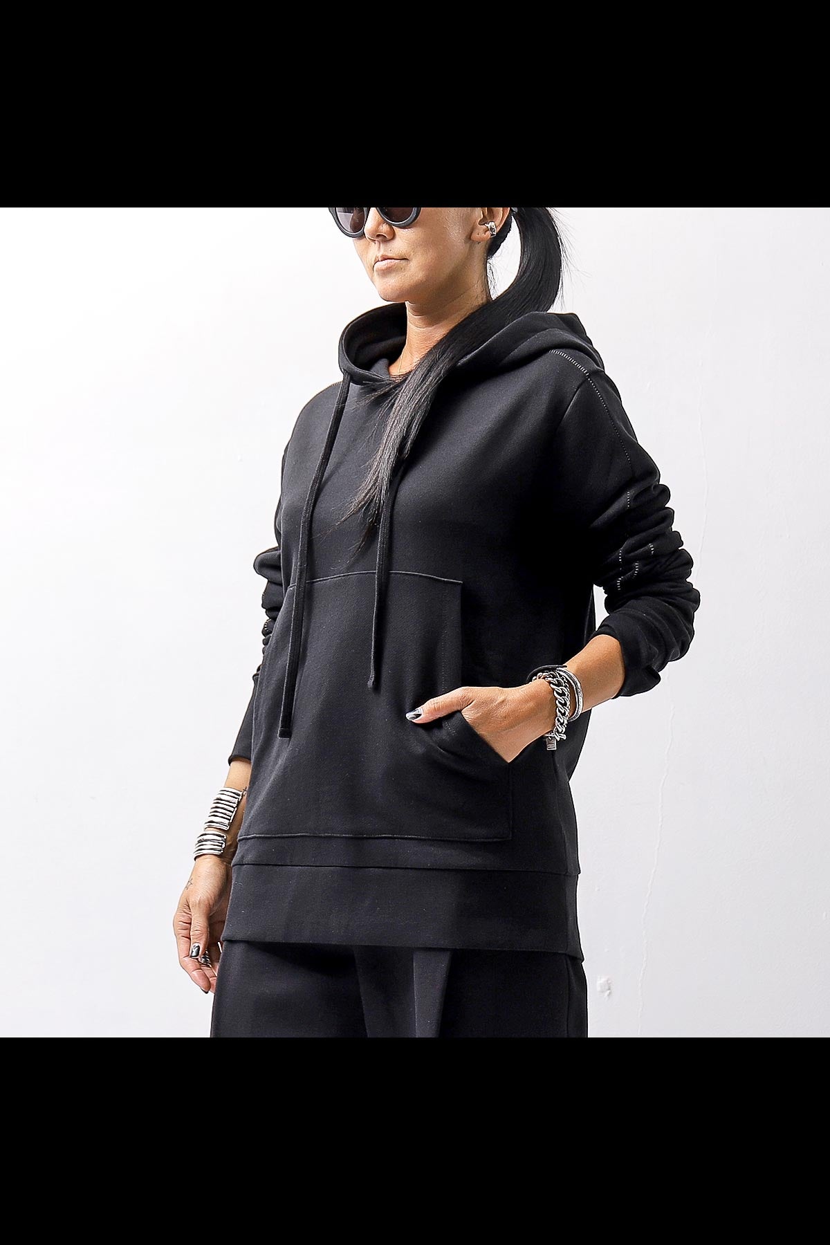 【thom/krom】 UNISEX FRONT POCKET SWEAT HOODIE MS159_BLACK