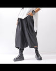 【studio b3】 UNISEX COATED LINEN&BAMBOO BOX SARROUEL PANTS NB2123_BLACK