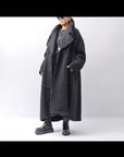 【RUNDHOLZ】 OVER SIZED BIG LAPEL LONG COAT_BLACK MEL