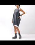 【NOSTRASANTISSIMA】 OPEN BACK LIGHT SWEAT COVER LONG TANK TOP M142_BLACK