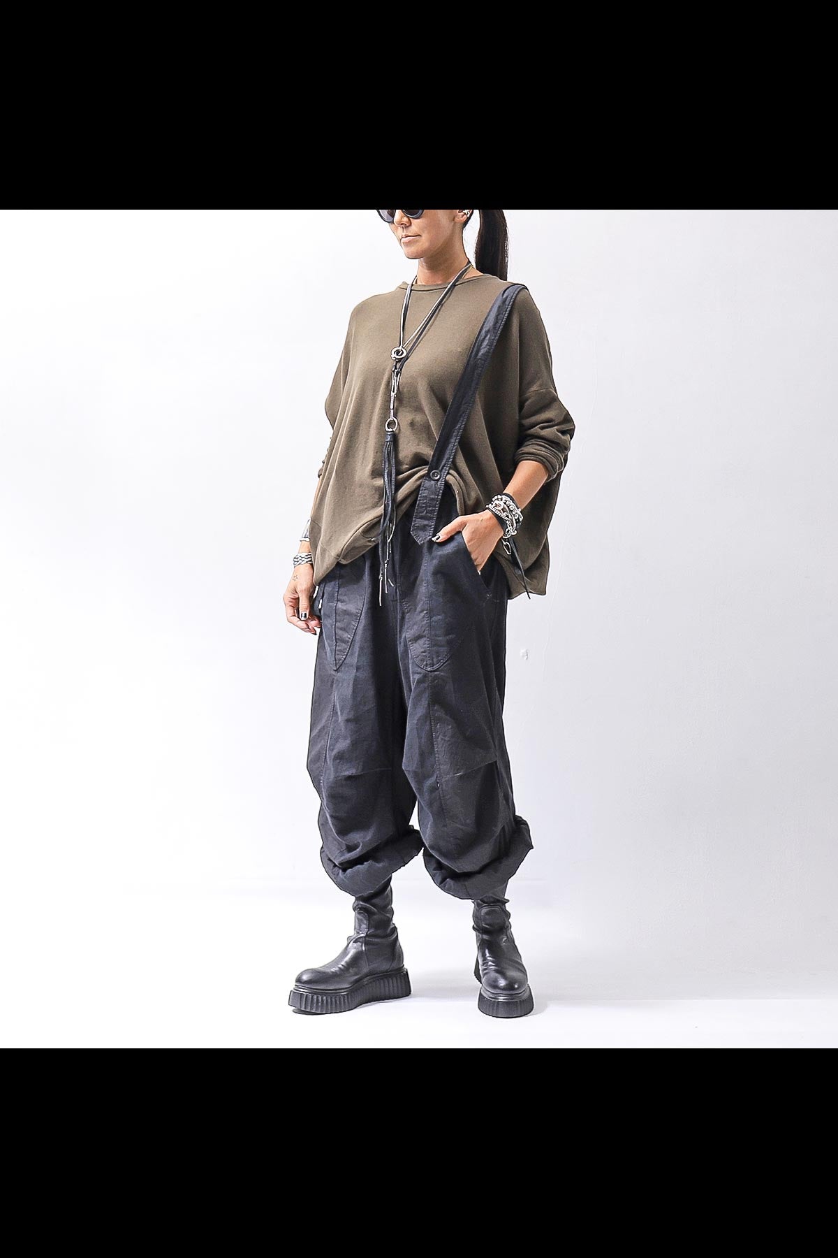 Andrea Ya'aqov】 UNISEX 2WAY SHOULDER SALOPETTE PARACHUTE PANTS