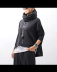 【studio b3】 UNISEX COTTON KNIT TOP & SNOOD SET SHB2268_BLACK