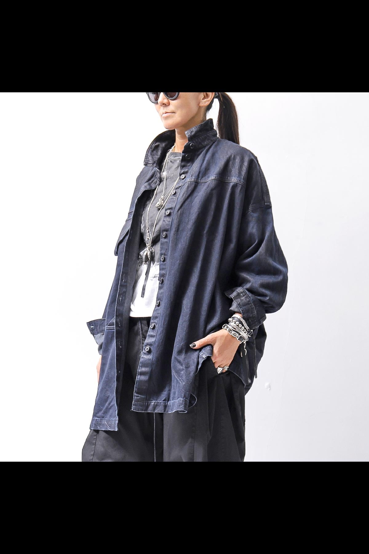 【RUNDHOLZ】 DENIM GLOSS OVER SIZED SHIRT 203_INDIGO BLACK GLOSS