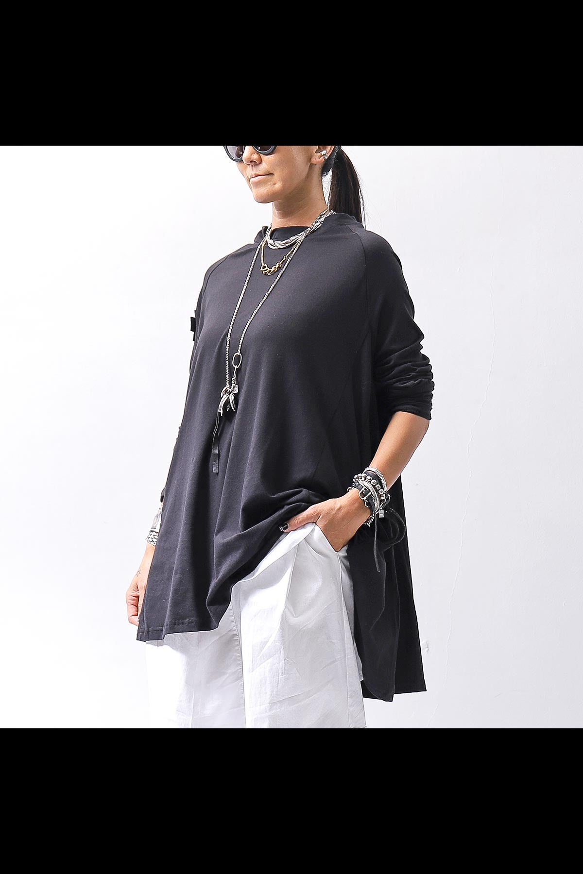 【PLÜ】 COTTON STRETCH TOP PL17T_BLACK