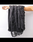 【RUNDHOLZ】 GRUNGE FRINGE SILK KNIT STOLE_BLACK