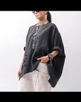 【RUNDHOLZ】 UNISEX OVERSIZED LINEN TOPS _BLACK