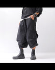 【RUNDHOLZ】 UNISEX STRETCH BIG POCKETS WIDE PANTS _BLACK