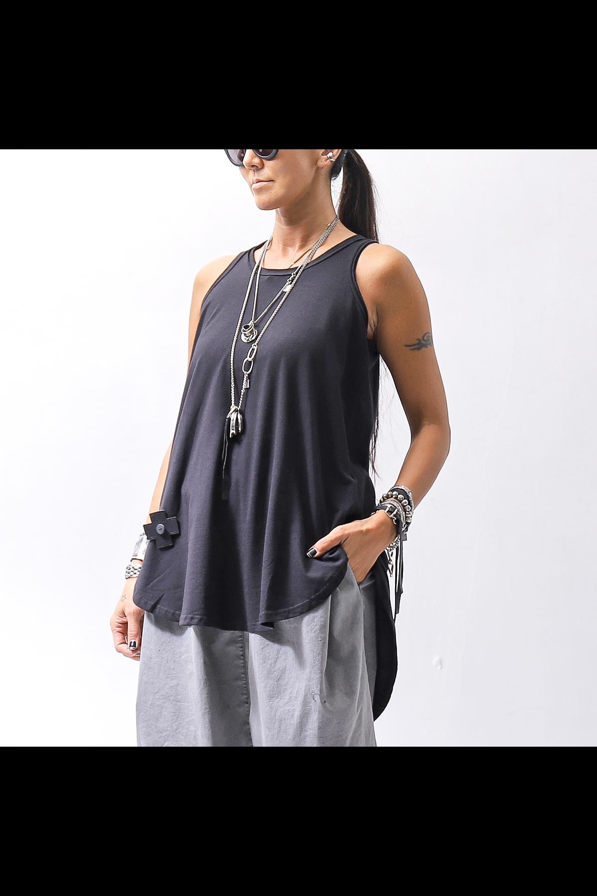 【PLÜ】 COTTON STRETCH TANK TOP PL12_BLACK