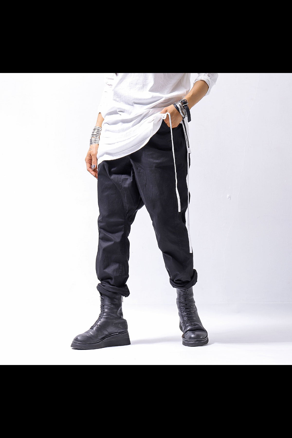 【RUNDHOLZ】 UNISEX ICONIC COTTON SARROUEL PANTS 260 0111_BLACK