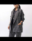 【NOSTRASANTISSIMA】 UNISEX OVERSIZED TWEED DOUBLE BUTTON JACKET J116_TWEED BLACK