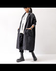 【studio b3】 UNISEX OVERSIZED LONG CARDIGAN SHIRT CB1298_GRAPHITE BLACK