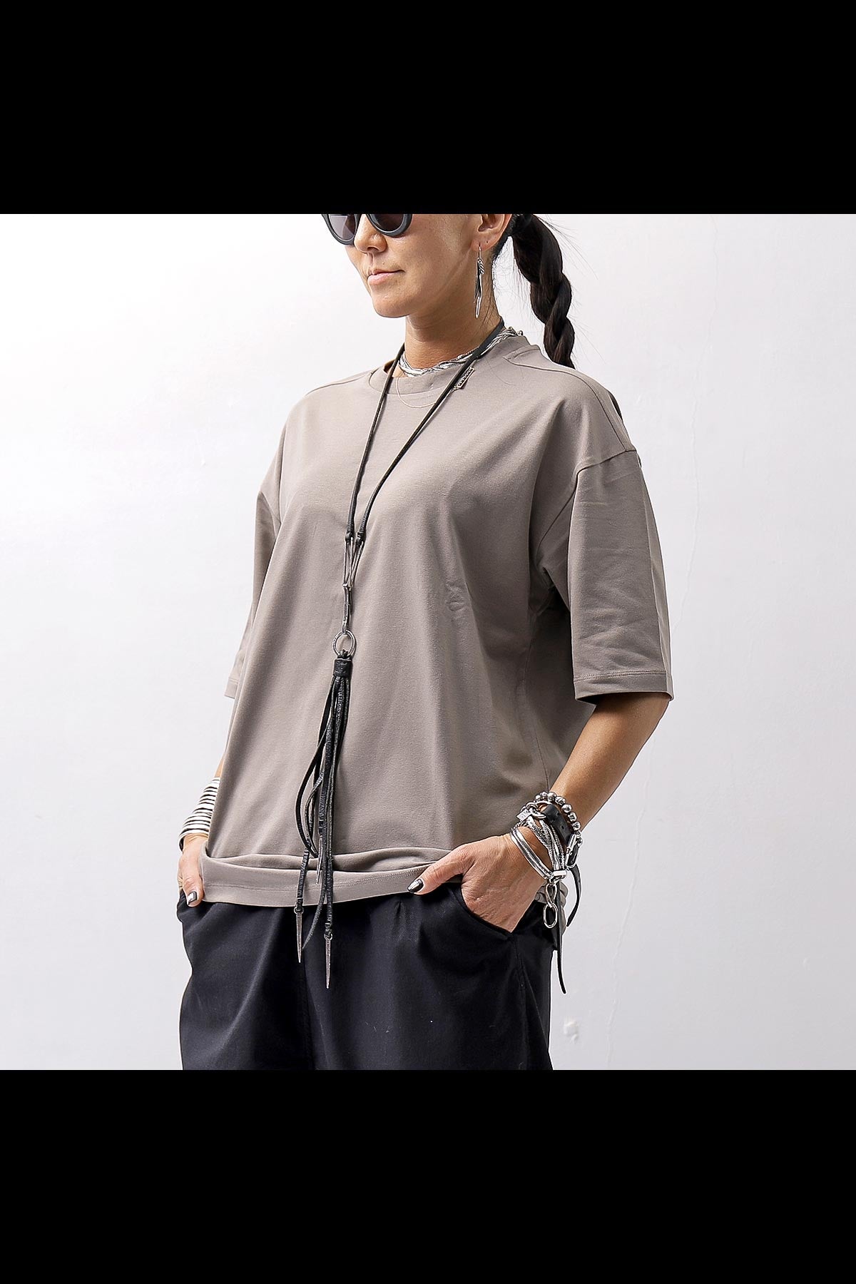 【thom/krom】 UNISEX COTTON MODAL RELAX FIT TEE MTS869_ROCK