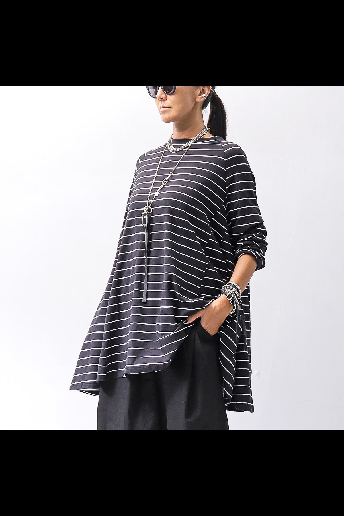 【PLÜ】 COTTON STRETCH TOP PL17T_STRIPE