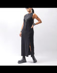 【thom/krom】 SKIN COTTON SLEEVE-LESS LONG DRESS WD58_BLACK