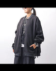 【PLÜ】 UNISEX OVERSIZED COTTON NEOPRENE BOMBER JACKET PL10_BLACK