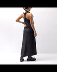 【Primordial is Primitive】 BACK CROSSED TANK DRESS 412LS_BLACK