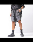 【thom/krom】 UNISEX STRETCH COTTON & LINEN POCHETTE SHORT PANTS MST484_BLACK OIL