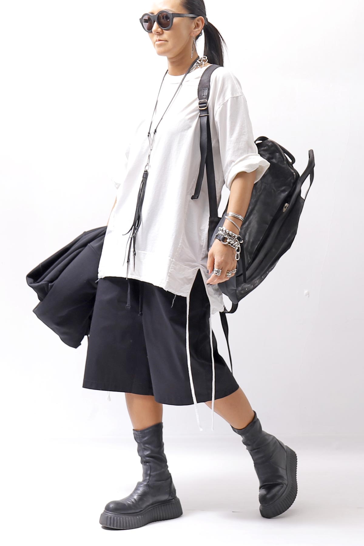 【thom/krom】 UNISEX COTTON HALF PANTS MST471_BLACK