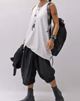 【NOSTRASANTISSIMA】 OPEN BACK LIGHT SWEAT COVER LONG TANK TOP M142_WHITE