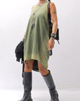 【NOSTRASANTISSIMA】 OPEN BACK LIGHT SWEAT COVER LONG TANK TOP M142_GREEN FADE
