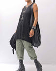 【NOSTRASANTISSIMA】 STRETCH COTTON LACY COVER TANK TOP C152_BLACK