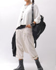 【studio b3】 UNSEX WRINKLE LINEN&COTTON BOX SARROUEL PANTS RBB1974_MILK