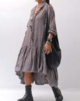 【RUNDHOLZ】 COTTON CHIFFON SHIRT DRESS _AMBER FOG