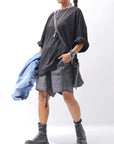 【thom/krom】 UNISEX STRETCH COTTON & LINEN POCHETTE SHORT PANTS MST484_BLACK OIL