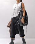 【studio b3】 UNSEX DENIM&SWEAT BOX SARROUEL PANTS RBB1974_BLACK