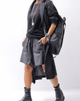 【thom/krom】 UNISEX STRETCH COTTON & LINEN POCHETTE SHORT PANTS MST484_BLACK OIL