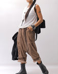 【studio b3】 UNISEX MIX MATERIAL PATCHED SARROUEL PANTS NB2106_COPPER OLD DYE